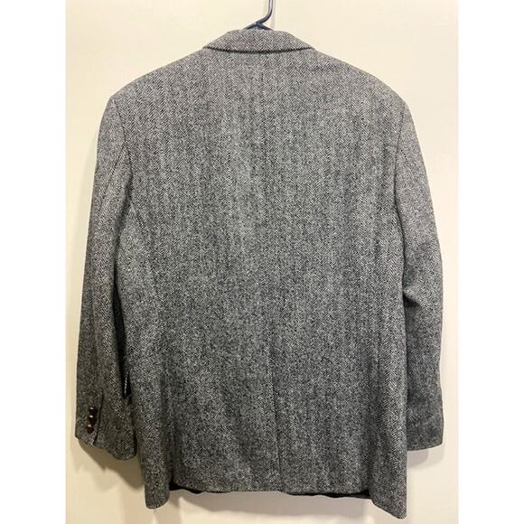 VINTAGE Tweed Sport Coat Mens 40R Brown Gray Herringbone Wool Lambs Wool Blend - Picture 3 of 12